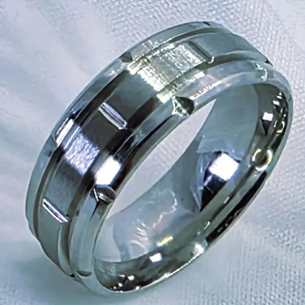 Tungsten Polished Silver Ring